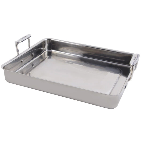 Bon Chef 60012 Cucina 5 Qt. Stainless Steel Roasting Pan - 14 3/4" x 12" x 2 1/4"