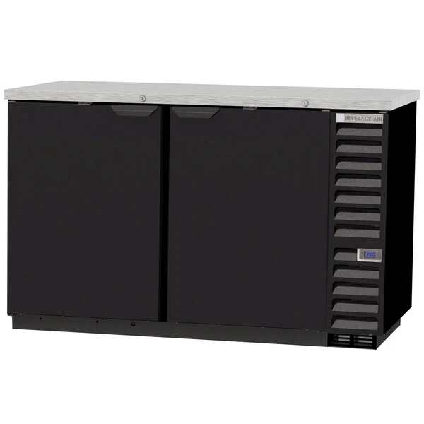 Beverage-Air BB58HC-1-B-ALT 59" Black Counter Height Solid Door Back Bar Refrigerator with Right Side Compressor