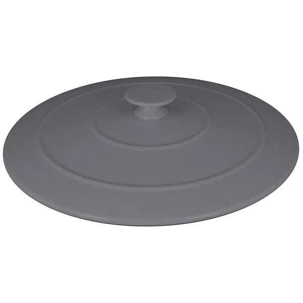 RAK Porcelain Chef's Fusion 11" x 1 15/16" Stone Gray Porcelain Cocotte Lid - 4/Case