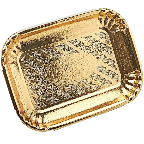 Novacart Gold Rectangular Pastry Tray 5 11/16" x 8" - 300/Case