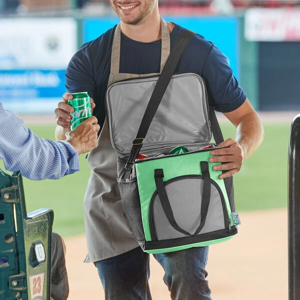 Choice Green Small Insulated Soft Cooler Bag with Shoulder Strap (Holds 24 Cans)