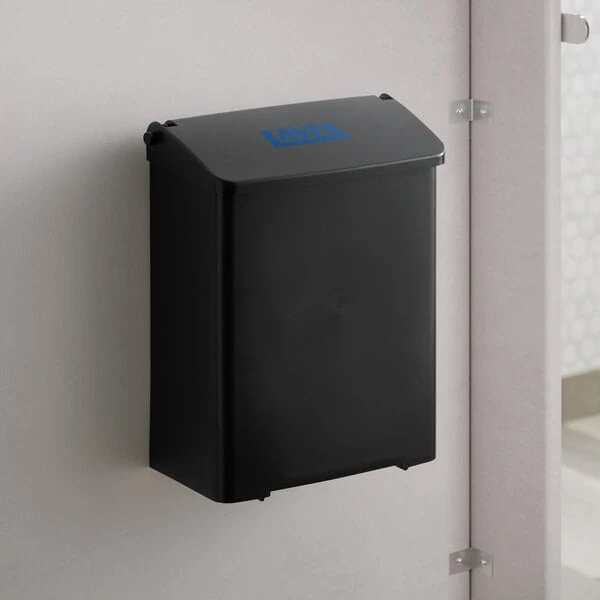 Lavex Black Plastic Wall-Mount Sanitary Napkin Receptacle