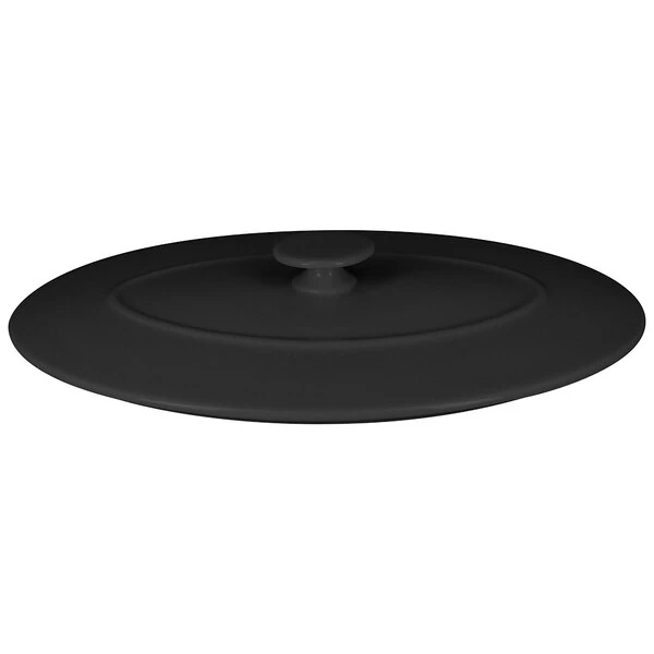 RAK Porcelain Chef's Fusion 10 1/4" Volcano Black Oval Porcelain Lid - 3/Case
