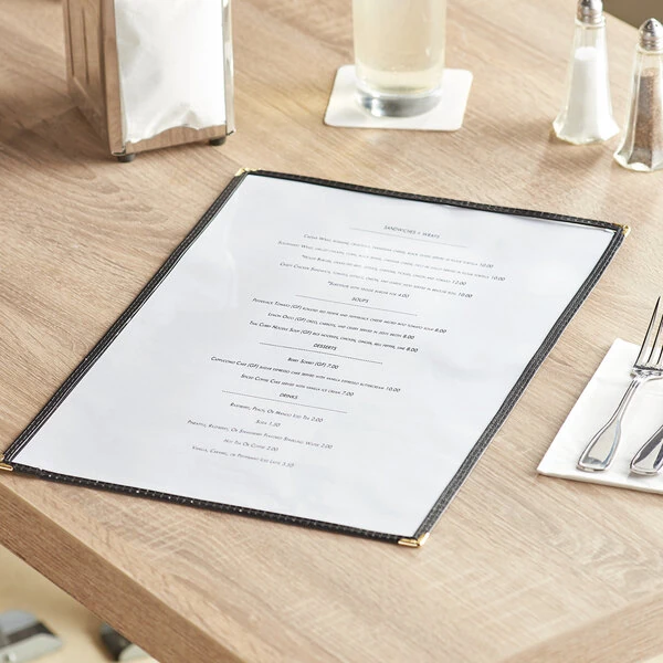 Choice 11" x 17" Black 2-View Single Pocket Menu Cover