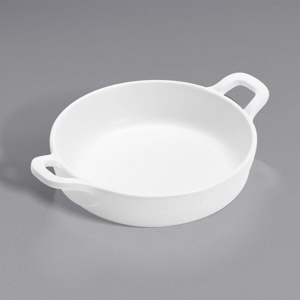 American Metalcraft 6 oz. Round White Melamine Casserole Dish with Handles