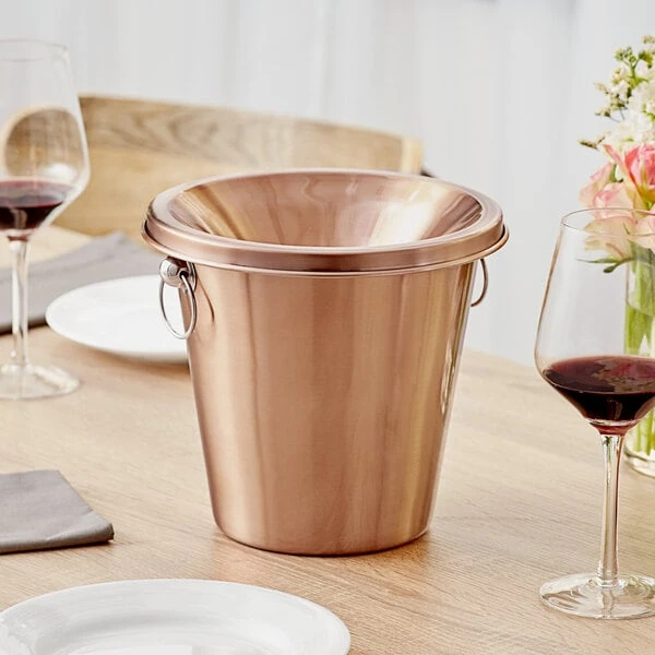Acopa 4 Qt. Copper Smooth Stainless Steel Wine Tasting Spittoon