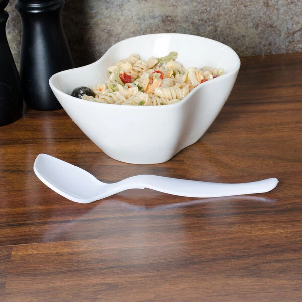 Fineline 3302-WH Platter Pleasers White Plastic 8 1/2" Serving Spoon - 144/Case