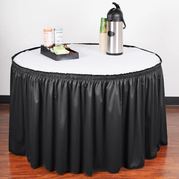 Snap Drape 5412CE29S3-014 Wyndham 13' x 29" Black Shirred Pleat Table Skirt with Velcro® Clips