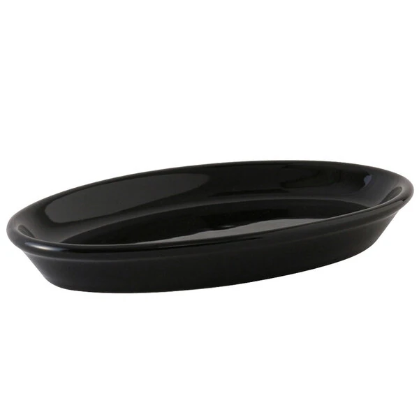 Tuxton BBK-0504 Black 5 oz. Oval China Baker Shallow - 12/Case
