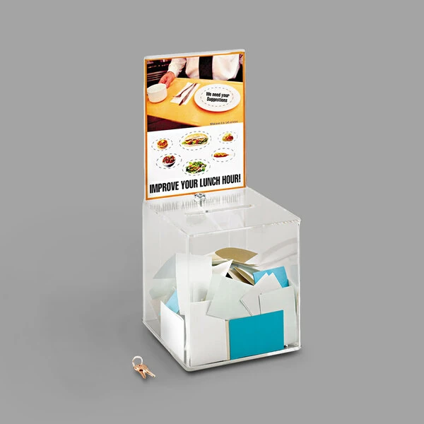 Safco 4234CL 9 1/4" x 9 1/4" x 21" Clear Large Acrylic Collection Box