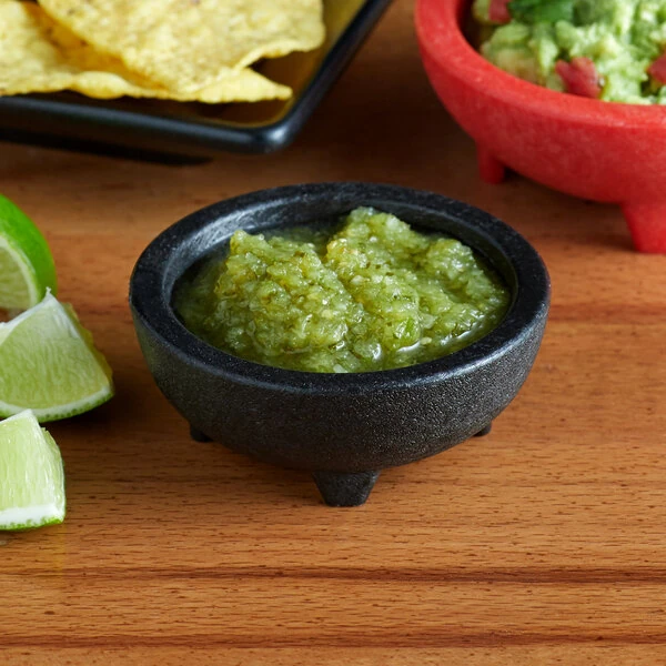 Choice Thermal Plastic 2.5 oz. Black Molcajete Bowl - 24/Case
