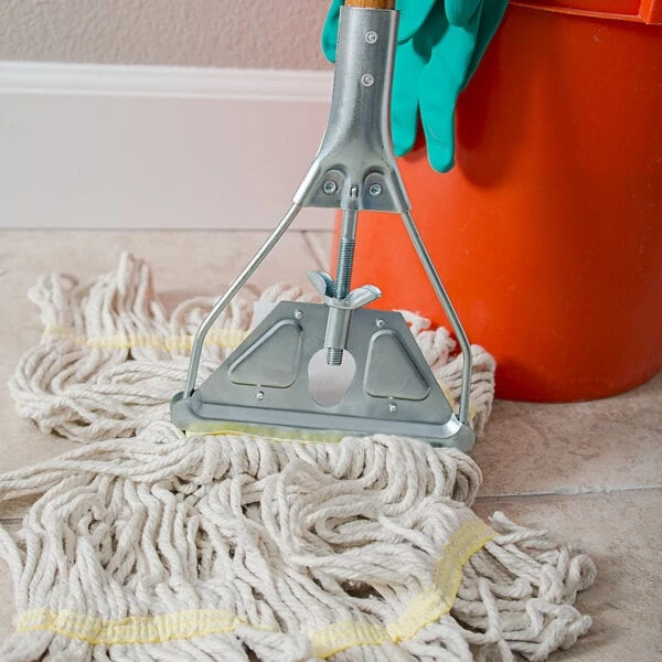 Carlisle 4034000 63" Wooden Stirrup Style Mop Handle with Metal Head