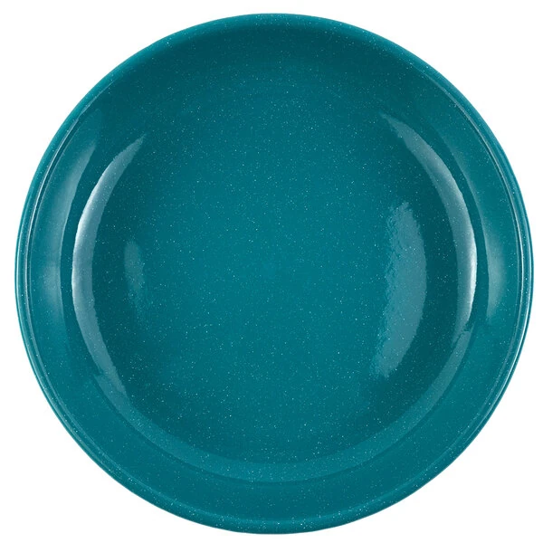 Crow Canyon Home K114TUR Stinson 10 1/2" Turquoise Speckle Enamelware Pasta Plate