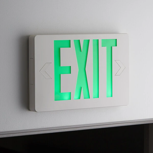 Lavex Slim Green LED Exit Sign with Battery Backup - 1.1W Unit