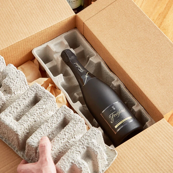 Lavex Molded Fiber 1 Bottle Magnum Wine Shipper Tray - 1,440/Pallet