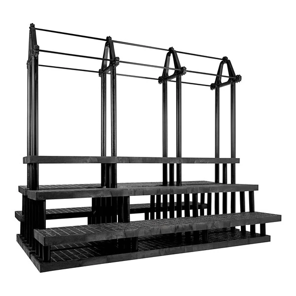 SPC Retail SM967205P Benchmaster 96" x 63" x 90" Black Plastic Five Step Pyramid Display with Plant Hanger