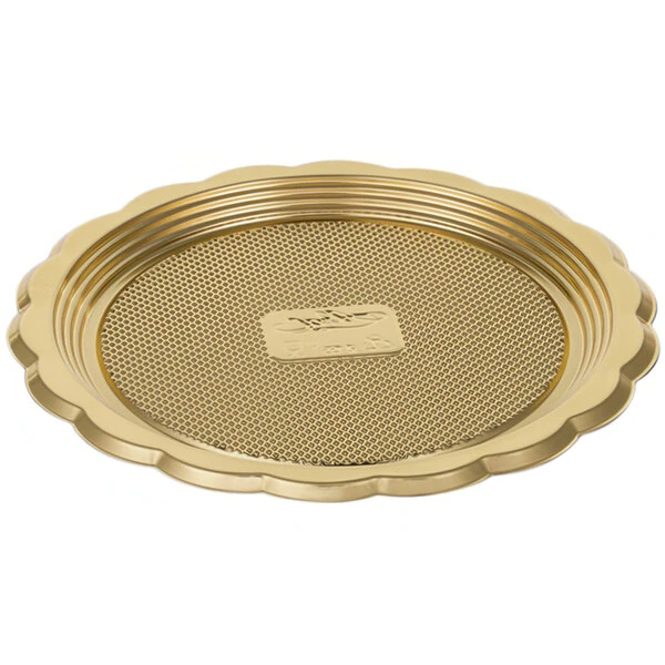 Welcome Home Brands 5 15/16" Gold Mini Round Plastic Medoro Tray - 500/Case