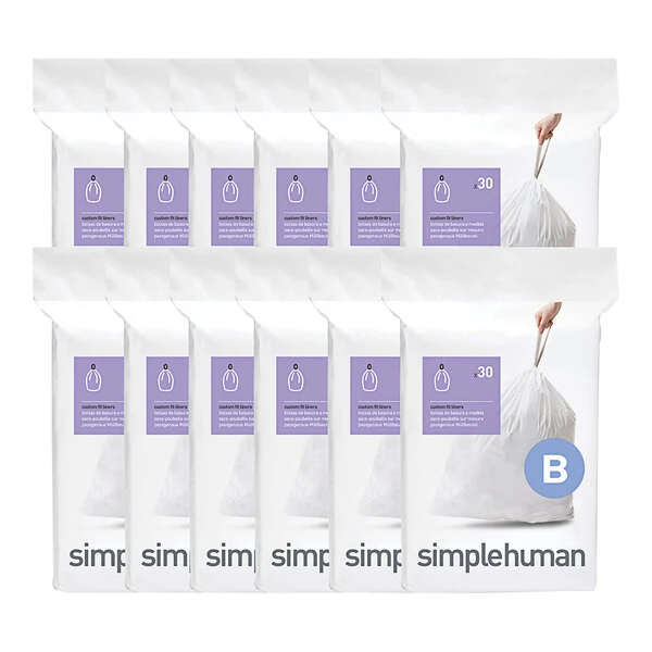 simplehuman CW0251MC 1.6 Gallon 13 Micron 17 11/16" x 12 1/16" Code B White Custom Fit Trash Can Liner - 360/Case