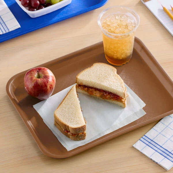 Choice 10" x 14" Brown Plastic Fast Food Tray - 12/Pack