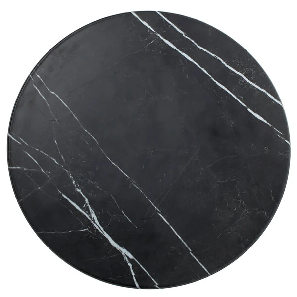 American Metalcraft MB21 21 1/2" x 1 1/8" Round Melamine Serving Board - Faux Black Marble