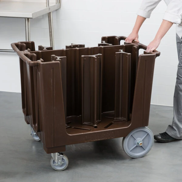 Cambro ADCS131 S Series Adjustable Dark Brown Dish Caddy with Vinyl Cover - 6 Column