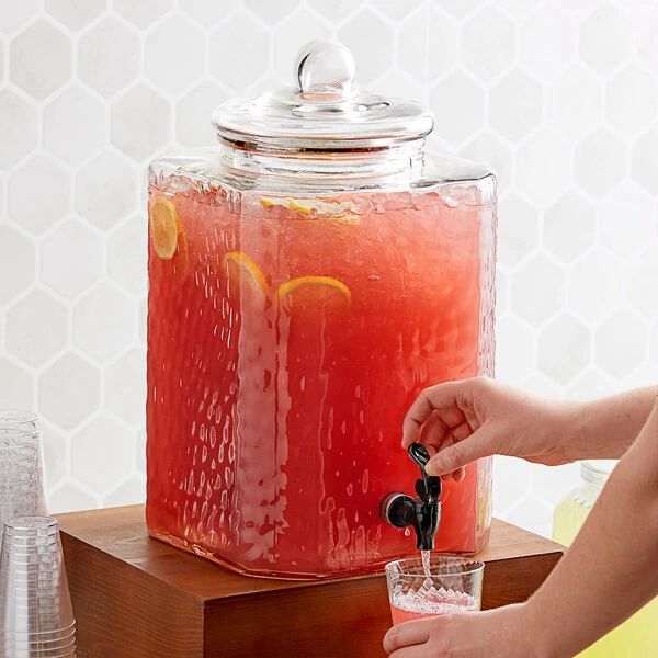 Acopa 5 Gallon Hammered Glass Beverage Dispenser