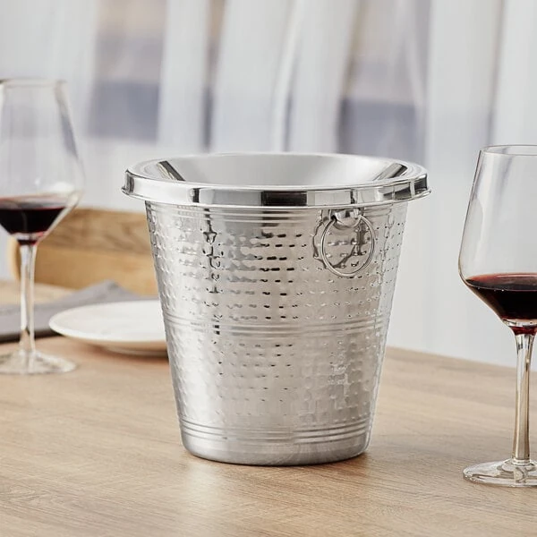 Acopa 4 Qt. Hammered Stainless Steel Wine Tasting Spittoon