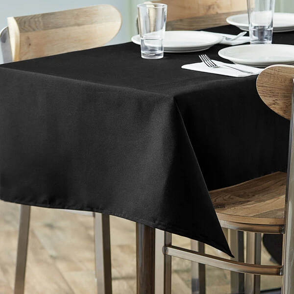 Choice 45" x 54" Rectangular Black Seamless 100% Spun Polyester Hemmed Cloth Table Cover