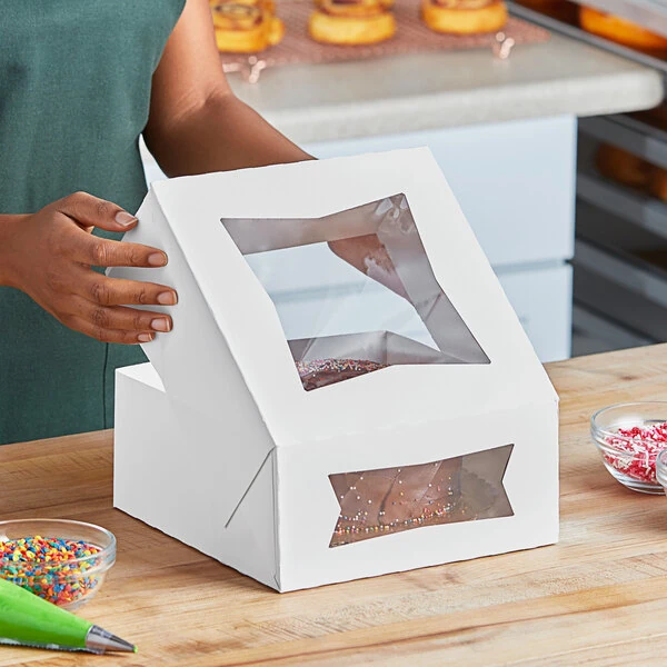 Southern Champion 9" x 9" x 4" White Window Cake / Bakery Box - 150/Case