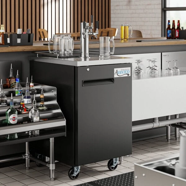 Avantco UDD-1-HC Triple Tap Kegerator Beer Dispenser - Black, (1) 1/2 Keg Capacity