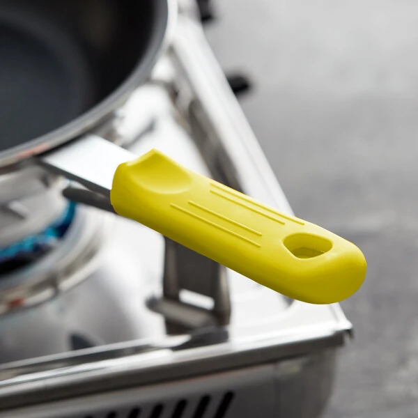 Choice Yellow Removable Silicone Pan Handle Sleeve for 7" and 8" Aluminum Fry Pans