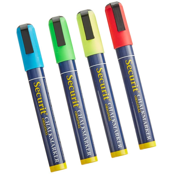 American Metalcraft SMA510V4 Securit All-Purpose Small Tip Assorted Color Chalk Marker Set - 4/Pack