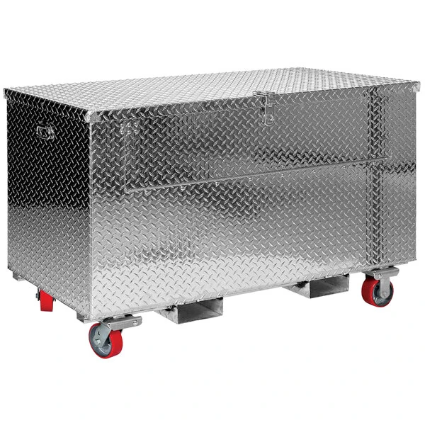 Vestil 30" x 60" Portable Aluminum Tread Plate Toolbox with Fold-Down Door and Fork Pockets APTS-3060-CF-FD