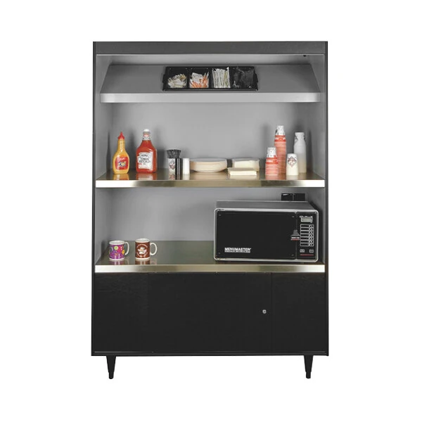 All State Manufacturing 49" x 23 1/4" x 72" Condiment Stand with Double Shelf and High Tray AS492-4-HT-N/L