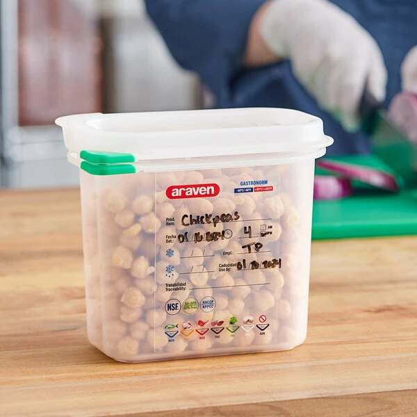 Araven 03022 1/9 Size Translucent Polypropylene Food Pan with Airtight Lid - 6" Deep