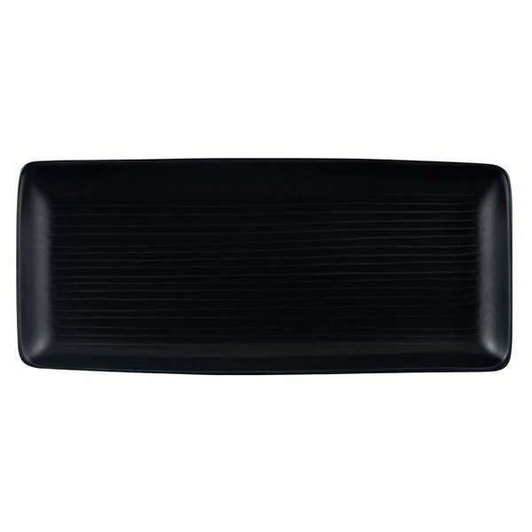 Dudson EJ356 Evo 14" x 6 1/2" Matte Jet Rectangular Stoneware Platter by Arc Cardinal - 8/Case