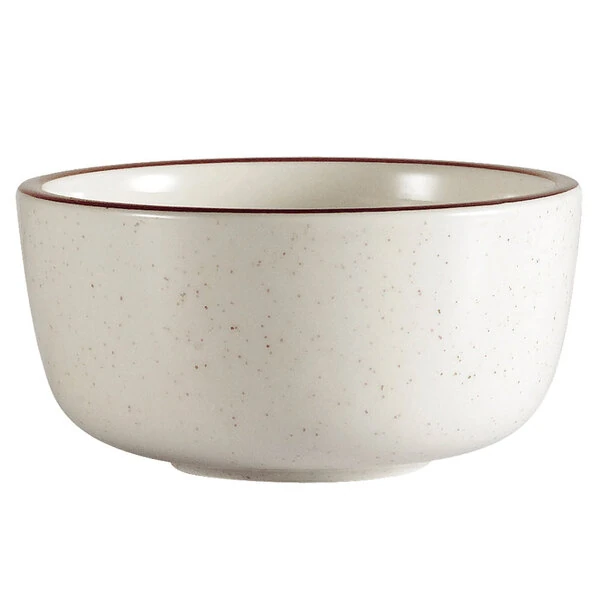 10 oz. Brown Speckle Narrow Rim China Jung Bowl - 36/Case