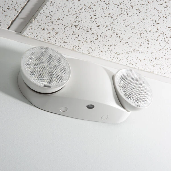 Lavex Round 2-Head Emergency Light with Ni-Cad Battery Backup - 2 Watt Unit