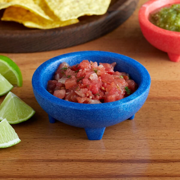 Choice Thermal Plastic 4 oz. Blue Molcajete Bowl - 24/Case