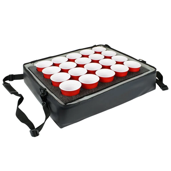 Sterno Black Customizable Stadium Insulated Drink Holder / Carrier, 24 inch x 20 inch x 6 inch - Holds 20 Cups