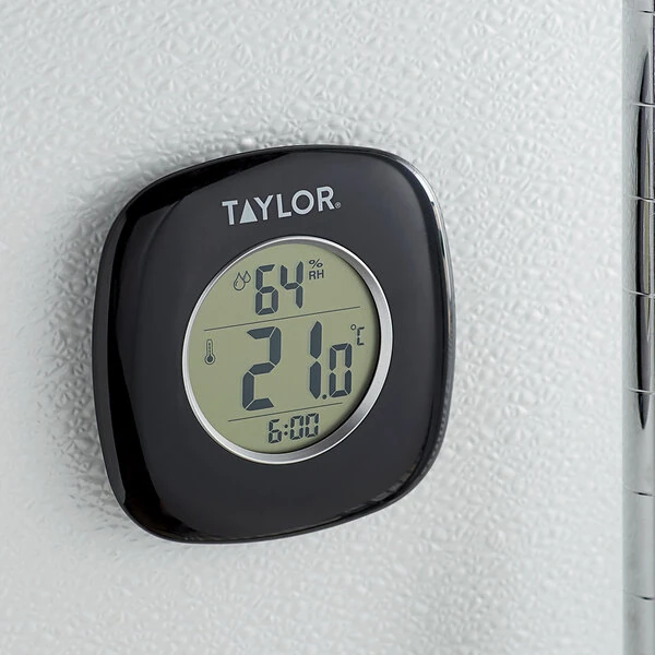 Taylor 1745BK 4" Digital Indoor Thermometer and Hygrometer with Clock
