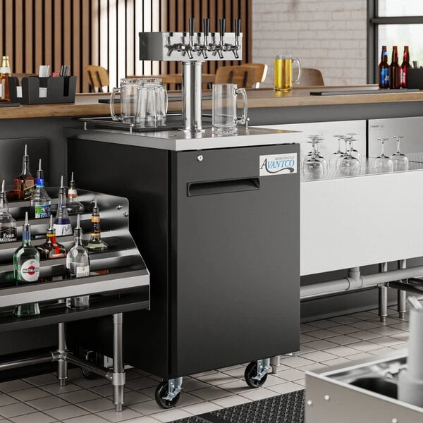Avantco UDD-1-HC Four Tap Kegerator Beer Dispenser - Black, (1) 1/2 Keg Capacity
