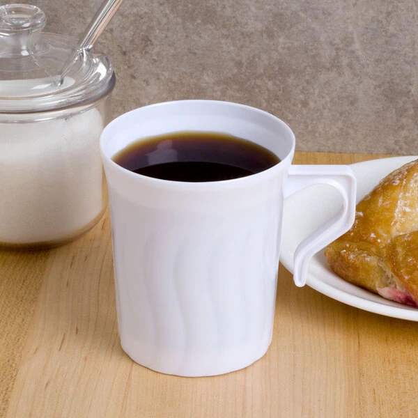 Fineline Flairware 208-WH White 8 oz. Plastic Coffee Mug - 288/Case