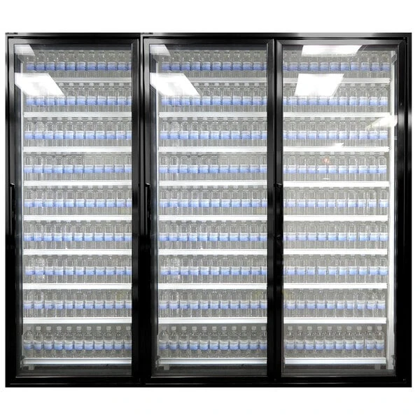 Styleline CL2672-HH 20//20 Plus 26" x 72" Walk-In Cooler Merchandiser Doors with Shelving - Satin Black, Right Hinge - 3/Set