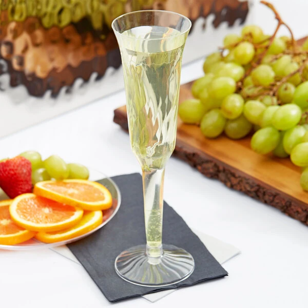 Fineline Flairware 2105 5 oz. Clear Plastic 2 Piece Champagne Flute   - 120/Case