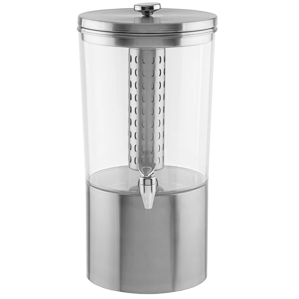 TableCraft 10450 2.5 Gallon Stainless Steel / Tritan™ Beverage Dispenser with Infuser / Ice Core