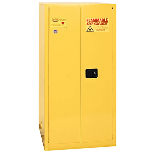 Eagle Manufacturing 55 Gallon Yellow Drum Safety Cabinet with Self-Closing Door - 2610X