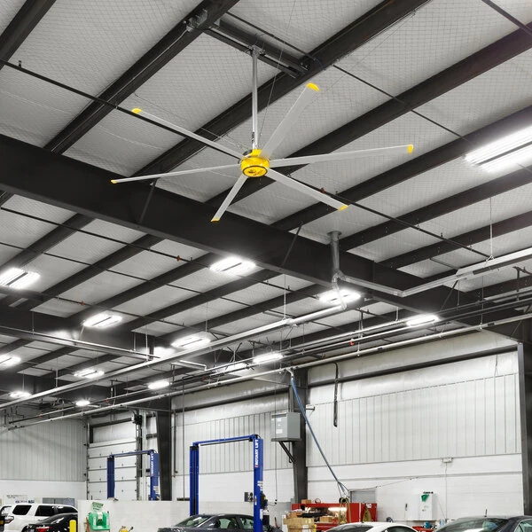 Big Ass Fans 12' Yellow and Silver Aluminum Indoor Shop Ceiling Fan - 110-125V
