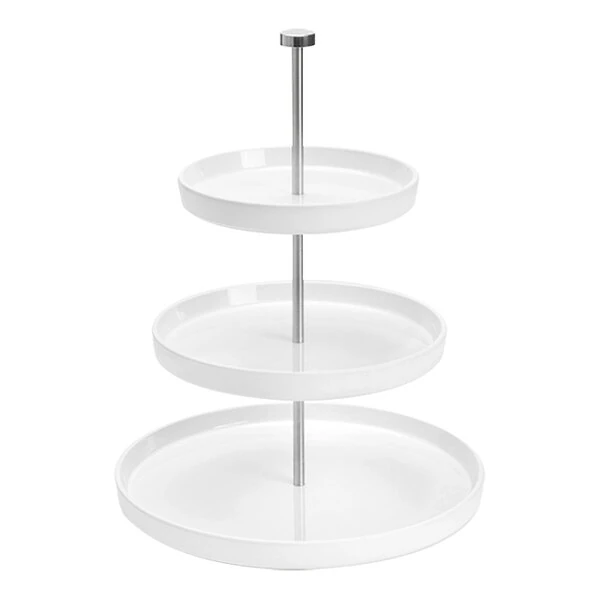 American Metalcraft Lift 17 1/2" 3-Tier White Melamine Display Stand