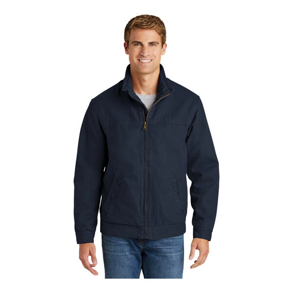 CornerStone CSJ40 Unisex Customizable Navy Washed Duck Cloth Flannel-Lined Work Jacket - Extra Small